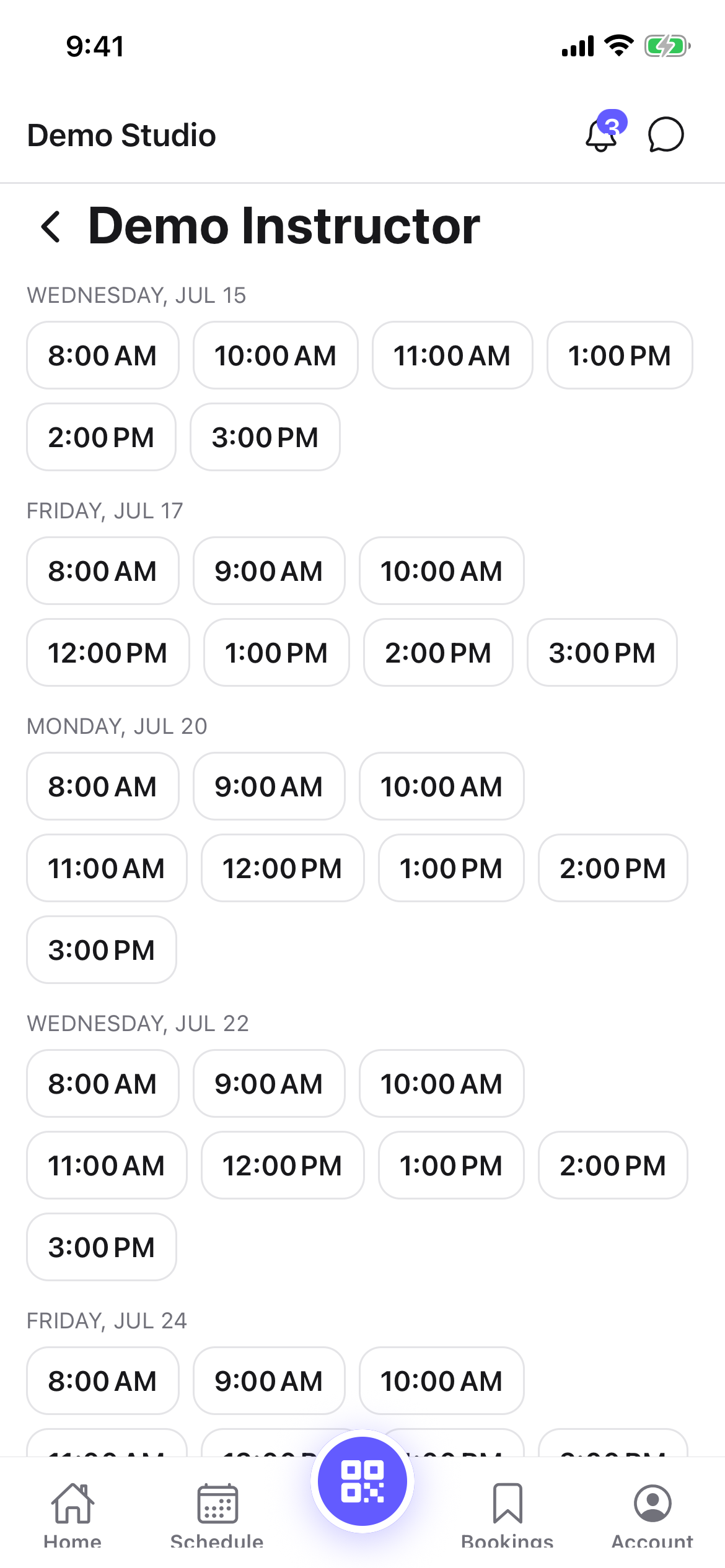 Picking an open time slot